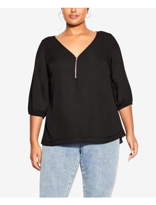 City Chic Trendy Plus Size Sexy Fling Elbow Sleeve Top