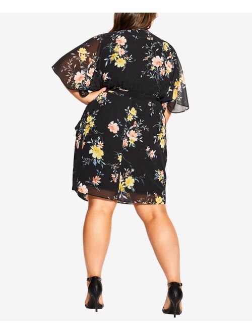 City Chic Trendy Plus Size Color Wrap Print Dress