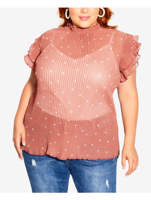 City Chic Trendy Plus Size Pleated Spot Top