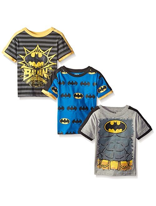 DC Comics Warner Bros 3 Pack Boy's Batman Short Sleeve Tee Shirt Set for Boys