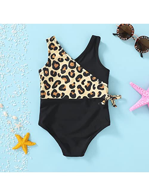 YOUNGER TREE Toddler Girl One Piece Swimsuit Color Block Stripe Swimwear Summer Beach Bathing Suit 12M-5T