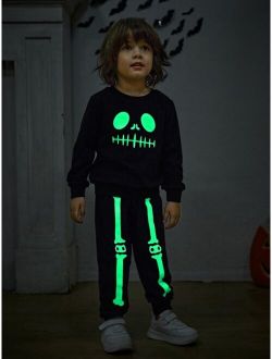 Toddler Boys Skeleton Graphic Pullover & Sweatpants Set