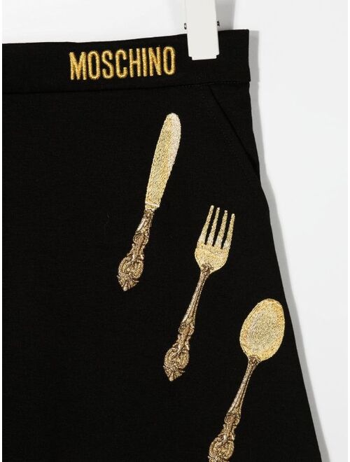 Moschino Kids cutlery-print detail skirt
