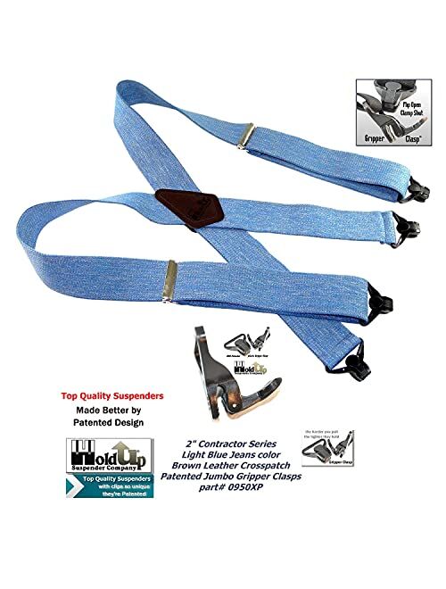 Hold-Up Suspender Co. Holdup 2" Wide Contractor Suspenders with Patented Composite Plastic Gripper Clasps