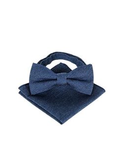 Hello Tie Men's Denim Bow Tie and Handkerchief Set - Multicolor