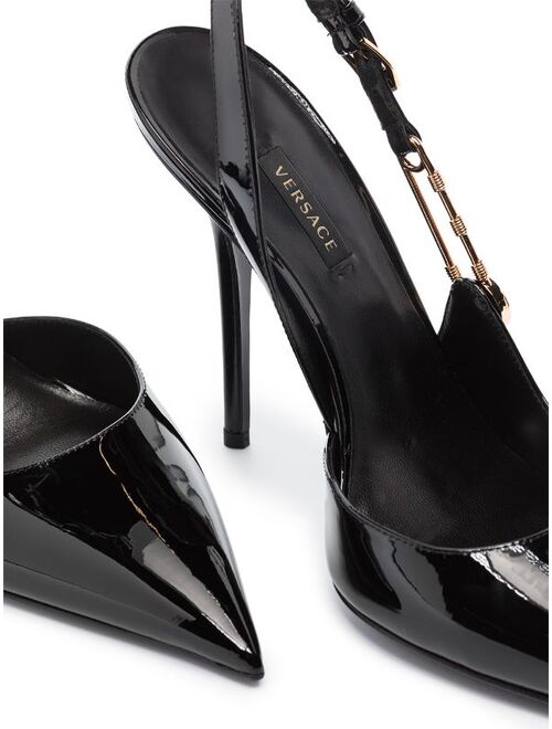Versace 110mm safety-pin leather pumps