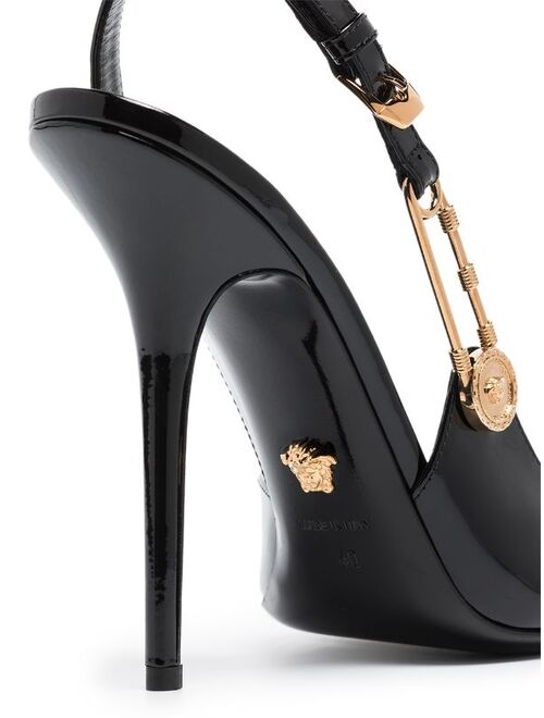 Versace 110mm safety-pin leather pumps