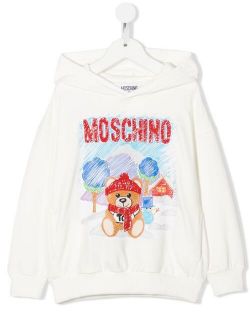 Kids Teddy Bear-print fleece hoodie