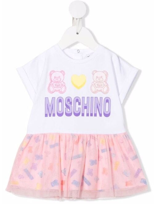 Moschino Kids Teddy tulle-trim dress
