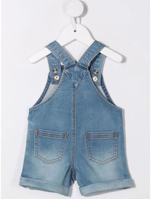 Moschino Kids logo denim dungarees