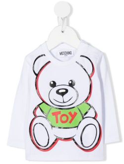 Kids teddy-print long-sleeve T-shirt