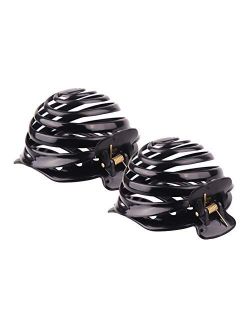 mollensiuer 2 Pieces Black Plastic Spiral Dome Bun Maker Mushroom Head Cover Hair Holder Round Stylish Spiral No Slip Hair Claw Clamp Clip
