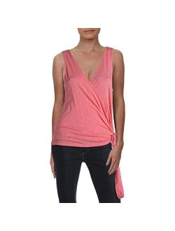 Z SUPPLY Womens Heathered Surplice Wrap Top Pink