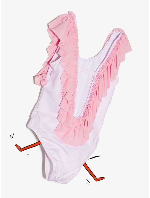 Monnalisa Tweety-print ruffled swimsuit
