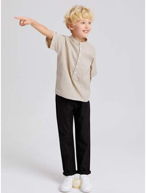 SHEIN Boys Knot Front Solid Pants