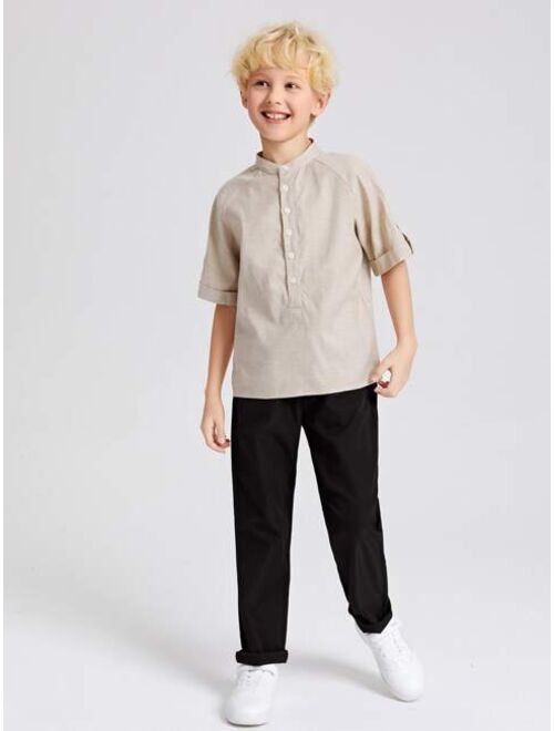 SHEIN Boys Knot Front Solid Pants