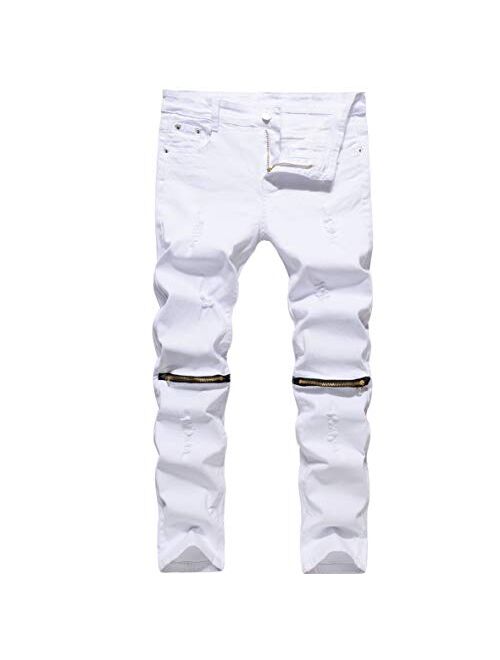 Saodifenxiang Boy's Skinny Fit Ripped Distressed Destroyed Stretch Fashion Denim Jeans Pants