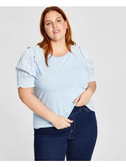 Plus Size Mixed-Media Top