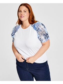 Plus Size Mixed-Media Top