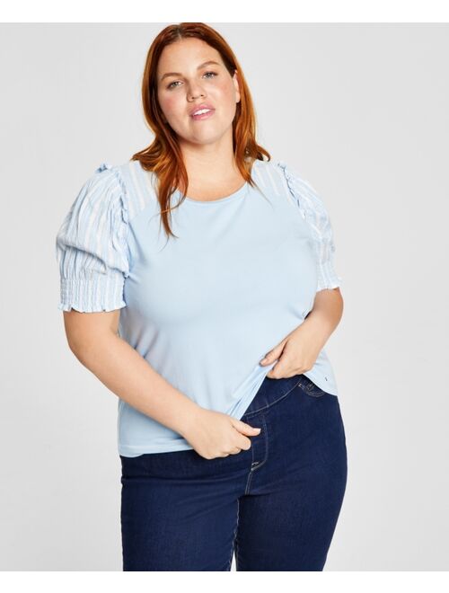 Tommy Hilfiger Plus Size Mixed-Media Top