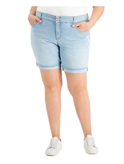 STYLE & CO Plus Size Double Button Bermuda Jean Shorts, Created for Macy's