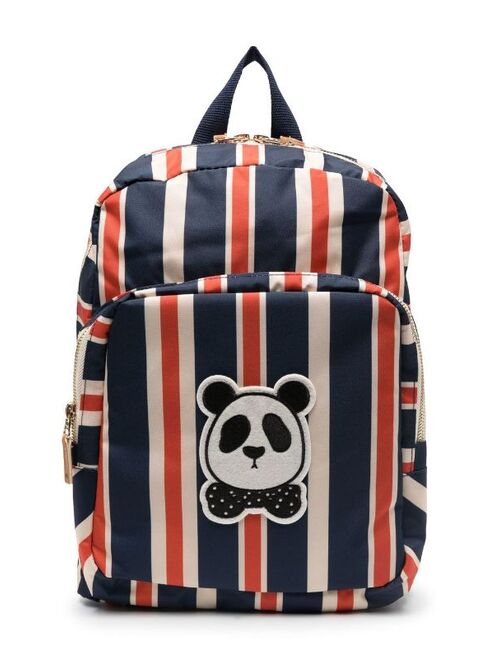 Mini Rodini panda-patch striped backpack
