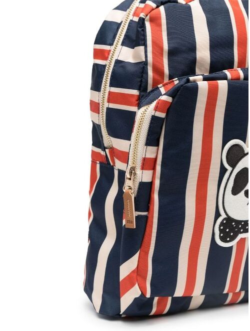 Mini Rodini panda-patch striped backpack
