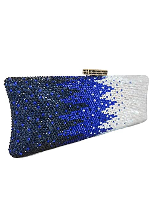 Boutique De FGG Dazzling Long Rhinestone Evening Bags and Clutches for Women Formal Gathering Party Crystal Clutch Purse