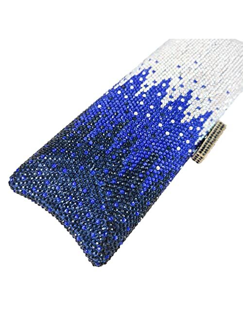 Boutique De FGG Dazzling Long Rhinestone Evening Bags and Clutches for Women Formal Gathering Party Crystal Clutch Purse