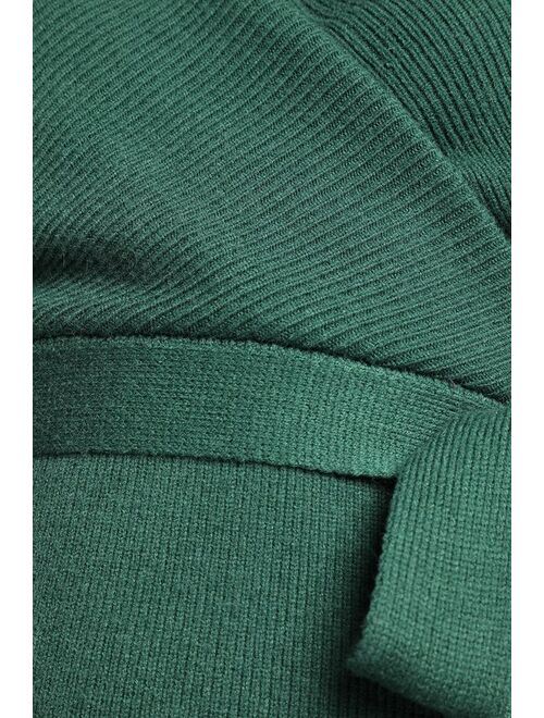 Lulus Fall into Fashion Dark Green Dolman Sleeve Sweater Midi Dress