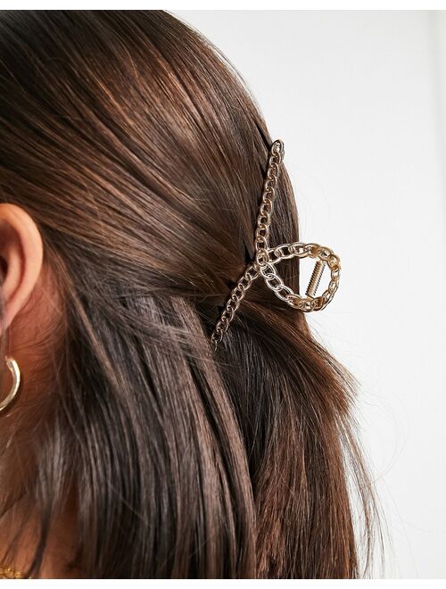 ASOS DESIGN hair clip claw in chain design in gold tone