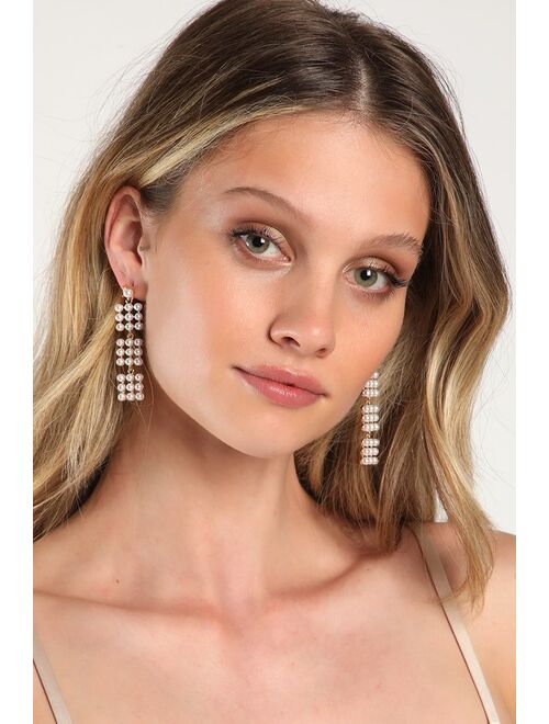 Lulus Pearl-fect Pick Gold Pearl Statement Earrings