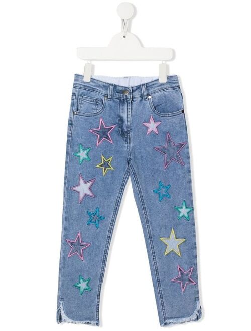 Stella McCartney Kids frayed star-patch jeans
