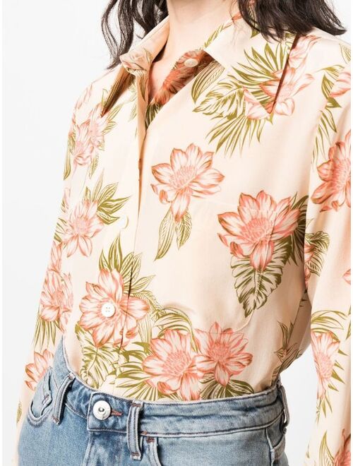 Equipment floral-print long-sleeve shirt