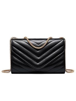 Women Small Quilted Crossbody Bags Stylish Designer Evening Bag Clutch Purses and Handbags with Chain Shoulder Strap
