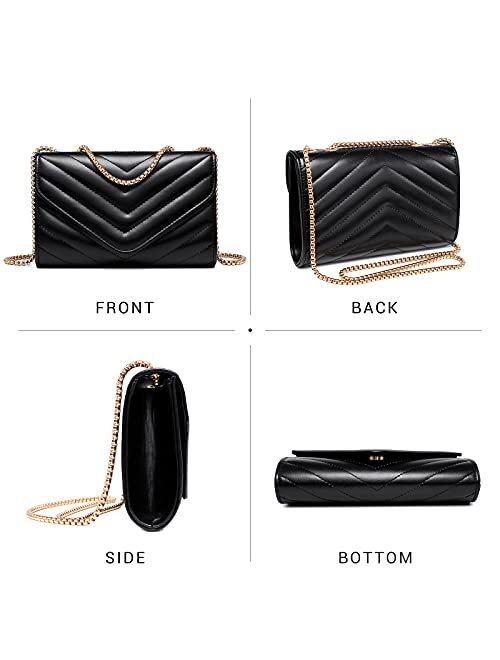 Dasein Women Small Quilted Crossbody Bags Stylish Designer Evening Bag Clutch Purses and Handbags with Chain Shoulder Strap