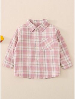 Toddler Boys Pocket Front Plaid Shirt