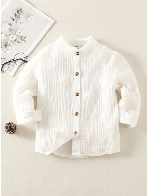 Shein Toddler Boys Button Front Textured Shirt