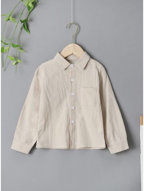 Shein Toddler Boys Pocket Patched Button Up Shirt