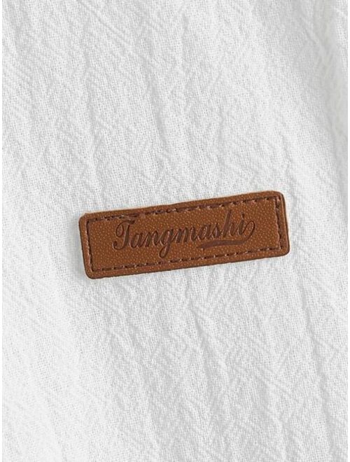 SHEIN Toddler Boys Letter Patched Detail Shirt