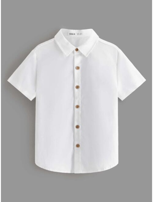SHEIN Boys Solid Button Front Shirt