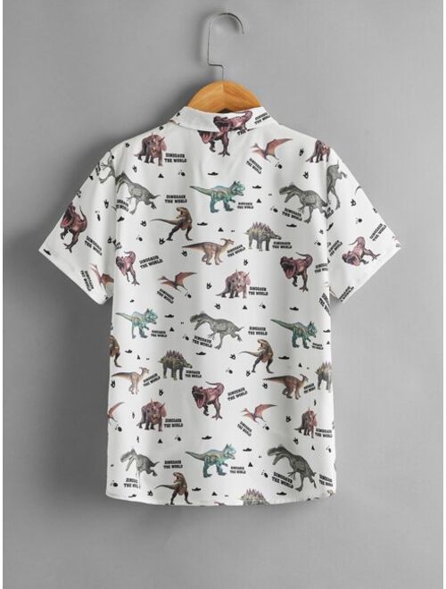 SHEIN Boys Dinosaur Letter Graphic Shirt
