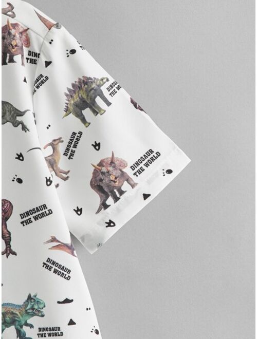 SHEIN Boys Dinosaur Letter Graphic Shirt