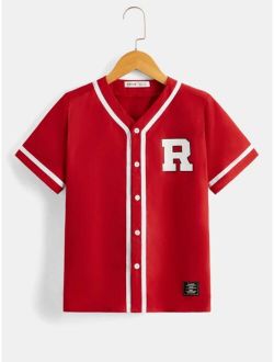 Boys Letter Graphic Contrast Tape Shirt