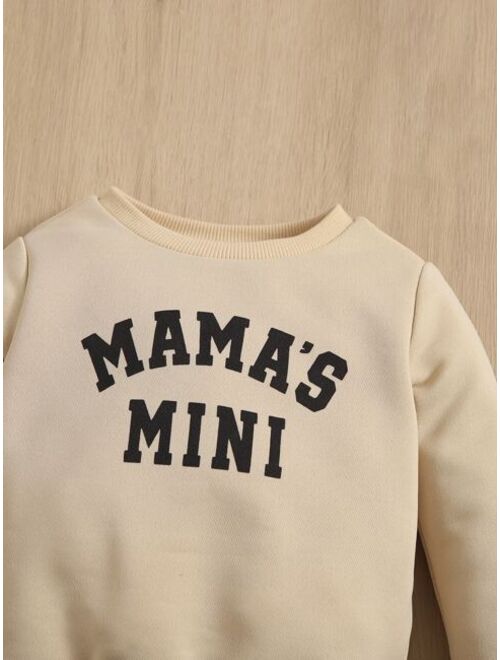 SHEIN Baby Letter Graphic Thermal Lined Sweatshirt