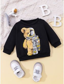 Baby Bear Doll And Astronaut Print Sweatshirt