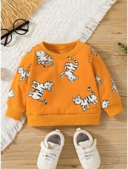 Baby Cartoon Tiger Print Sweatshirt