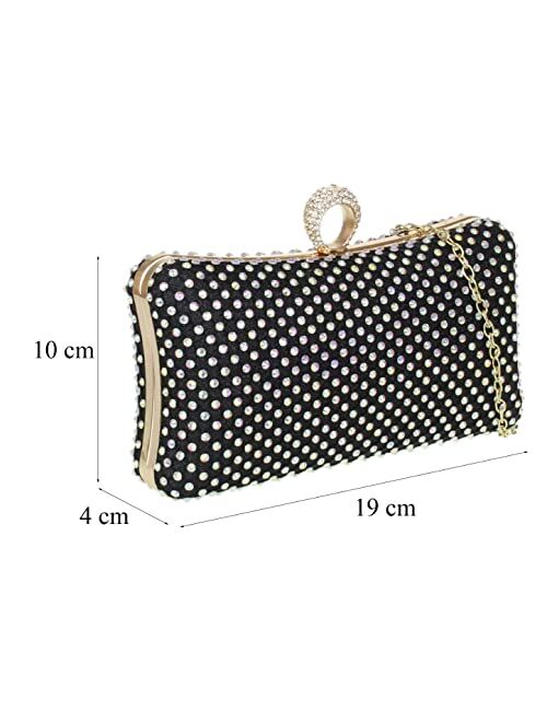 Girly Handbags Womens Diamante Glitter Evening Clutch Bag