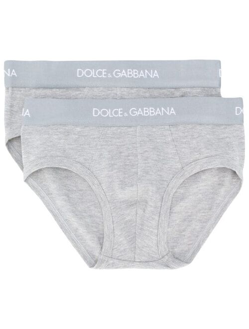 Dolce & Gabbana Kids logo print briefs set of two