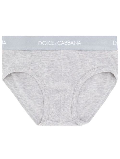 Dolce & Gabbana Kids logo print briefs set of two